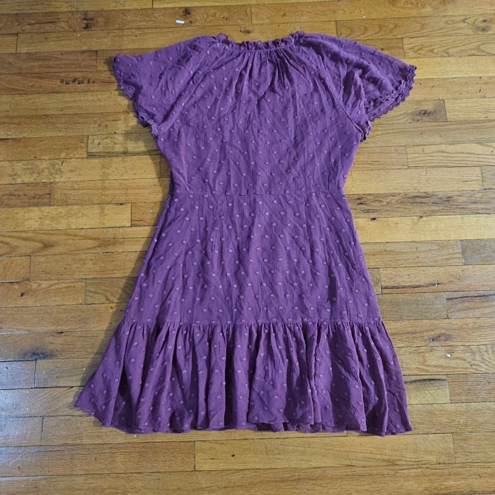 Rebecca Taylor Plum Polka Dot Dress Size 12 - Picture 6 of 8